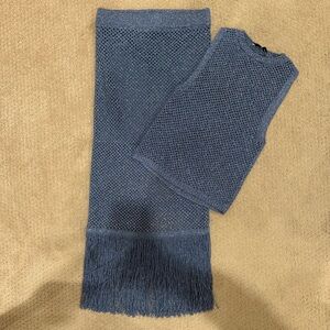 Mango Shimmering Blue Knit Skirt & Top